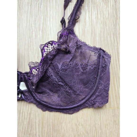 Chantelle Eternelle 3621 Purple Lace Sheer Underwire Unpadded Bra 34C - Picture 2 of 9